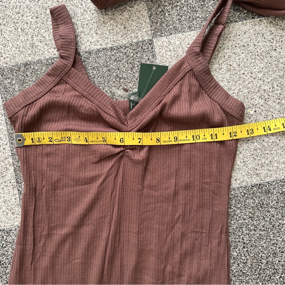 NWT Wild Fable Ribbed Maxi Babycon Dress and Cardigan Set- Brown XS - Picture 6 of 10